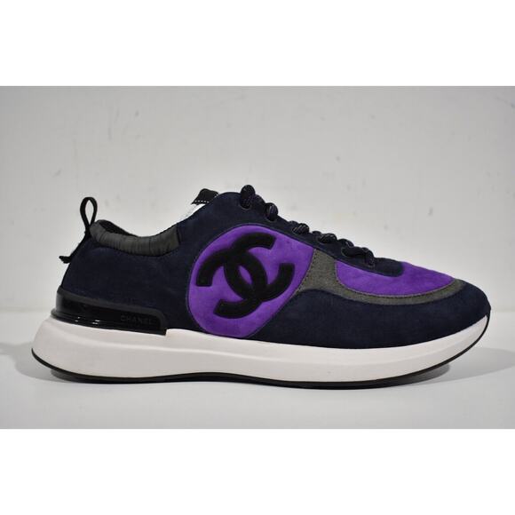 CHANEL | Shoes | Chanel 2k Purple Blue Suede Cc Logo Lace Up